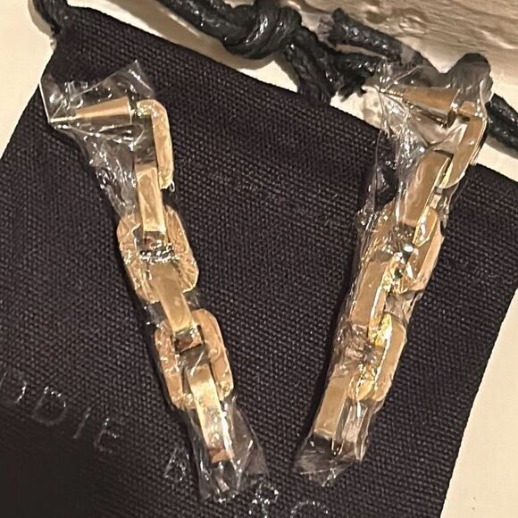 Eddie Borgo Supra Chain Link Drop Earrings 12k Gold Finish New - Picture 4 of 9